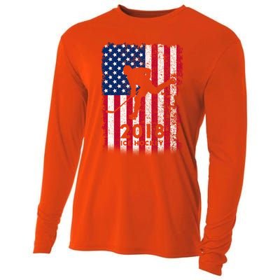 Ice Hockey Gift Usa American Flag 2018 Cooling Performance Long Sleeve Crew