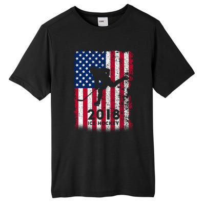 Ice Hockey Gift Usa American Flag 2018 Tall Fusion ChromaSoft Performance T-Shirt