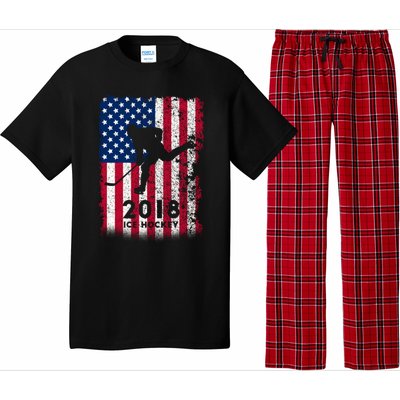 Ice Hockey Gift Usa American Flag 2018 Pajama Set