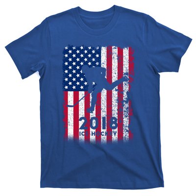 Ice Hockey Gift Usa American Flag 2018 T-Shirt