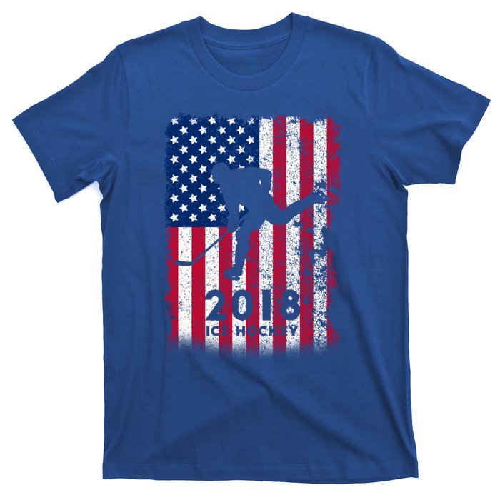 Ice Hockey Gift Usa American Flag 2018 T-Shirt