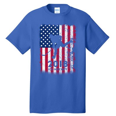 Ice Hockey Gift Usa American Flag 2018 Tall T-Shirt