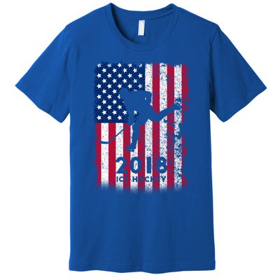 Ice Hockey Gift Usa American Flag 2018 Premium T-Shirt