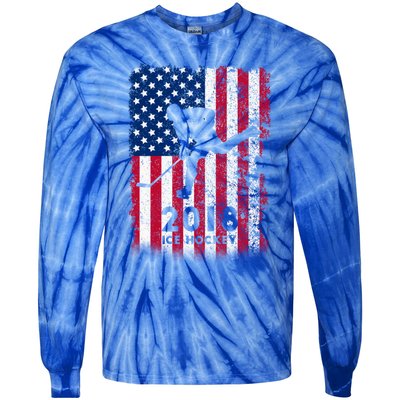 Ice Hockey Gift Usa American Flag 2018 Tie-Dye Long Sleeve Shirt