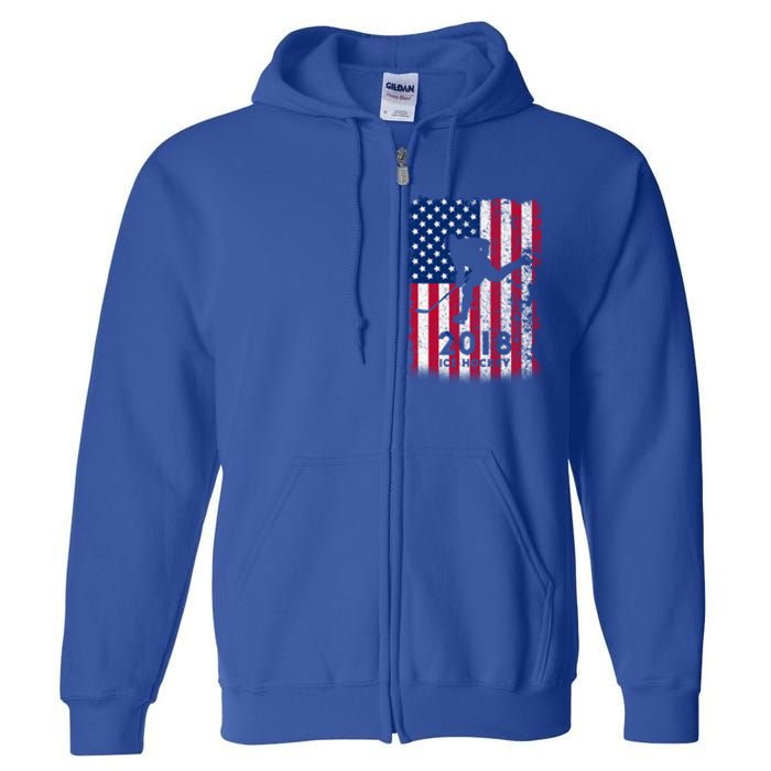 Ice Hockey Gift Usa American Flag 2018 Full Zip Hoodie