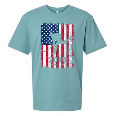 Ice Hockey Gift Usa American Flag 2018 Sueded Cloud Jersey T-Shirt