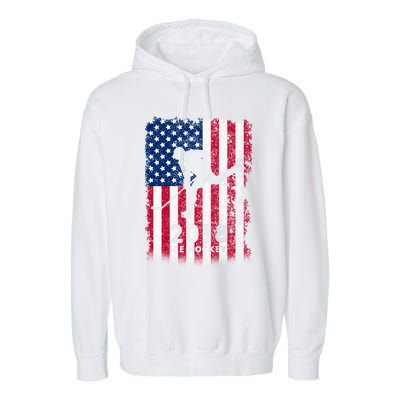 Ice Hockey Gift Usa American Flag 2018 Garment-Dyed Fleece Hoodie