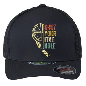 Ice Hockey Goalie Shut Your Five Hole Flexfit Unipanel Trucker Cap