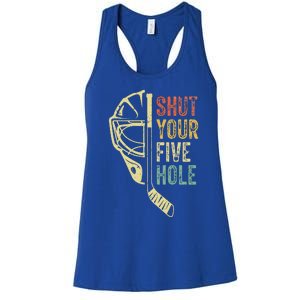 Ice Hockey Goalie Shut Your Five Hole Women's Racerback Tank