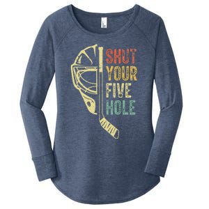 Ice Hockey Goalie Shut Your Five Hole Women's Perfect Tri Tunic Long Sleeve Shirt