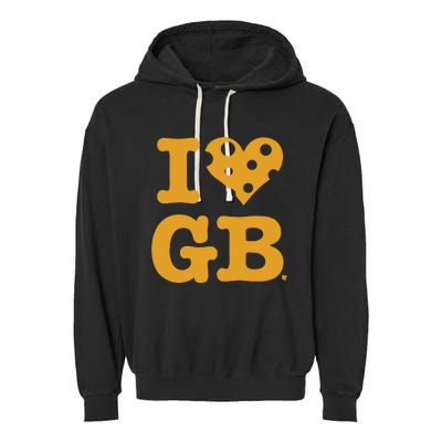 I Heart Gb Green Bay Garment-Dyed Fleece Hoodie