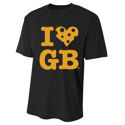 I Heart Gb Green Bay Performance Sprint T-Shirt