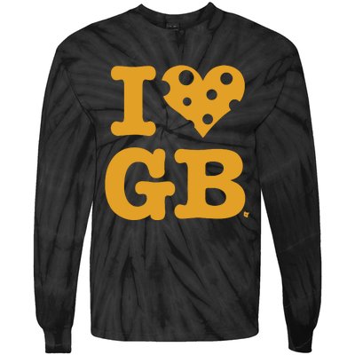 I Heart Gb Green Bay Tie-Dye Long Sleeve Shirt