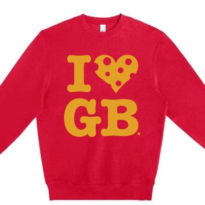 I Heart Gb Green Bay Premium Crewneck Sweatshirt