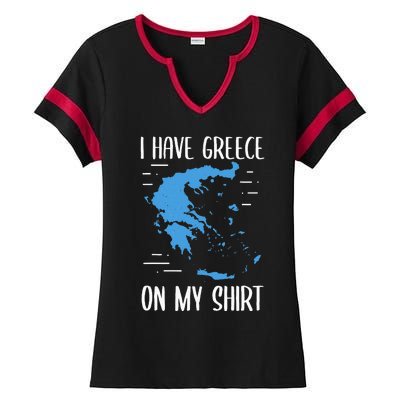 I Have Greece On My Geographer Geography Teacher Ladies Halftime Notch Neck Tee