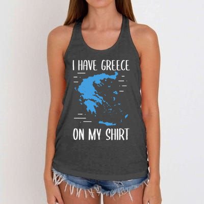 I Have Greece On My Geographer Geography Teacher Women's Knotted Racerback Tank