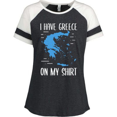 I Have Greece On My Geographer Geography Teacher Enza Ladies Jersey Colorblock Tee