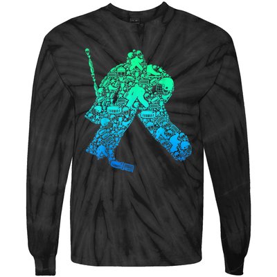 Ice Hockey Goalie Hockey Player Tie-Dye Long Sleeve Shirt