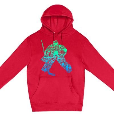 Ice Hockey Goalie Hockey Player Premium Pullover Hoodie