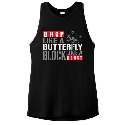 Ice Hockey Goalie Vintage Goalkeeper Drop Like A Butterfly Ladies PosiCharge Tri-Blend Wicking Tank