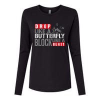 Ice Hockey Goalie Vintage Goalkeeper Drop Like A Butterfly Womens Cotton Relaxed Long Sleeve T-Shirt