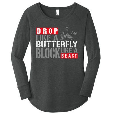 Ice Hockey Goalie Vintage Goalkeeper Drop Like A Butterfly Women's Perfect Tri Tunic Long Sleeve Shirt