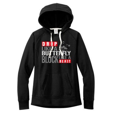 Ice Hockey Goalie Vintage Goalkeeper Drop Like A Butterfly Women's Fleece Hoodie