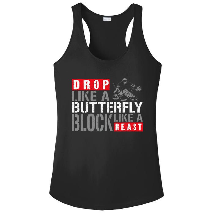 Ice Hockey Goalie Vintage Goalkeeper Drop Like A Butterfly Ladies PosiCharge Competitor Racerback Tank