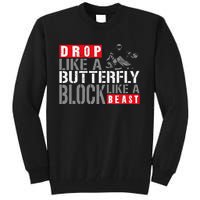 Ice Hockey Goalie Vintage Goalkeeper Drop Like A Butterfly Tall Sweatshirt