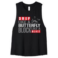 Ice Hockey Goalie Vintage Goalkeeper Drop Like A Butterfly Women's Racerback Cropped Tank