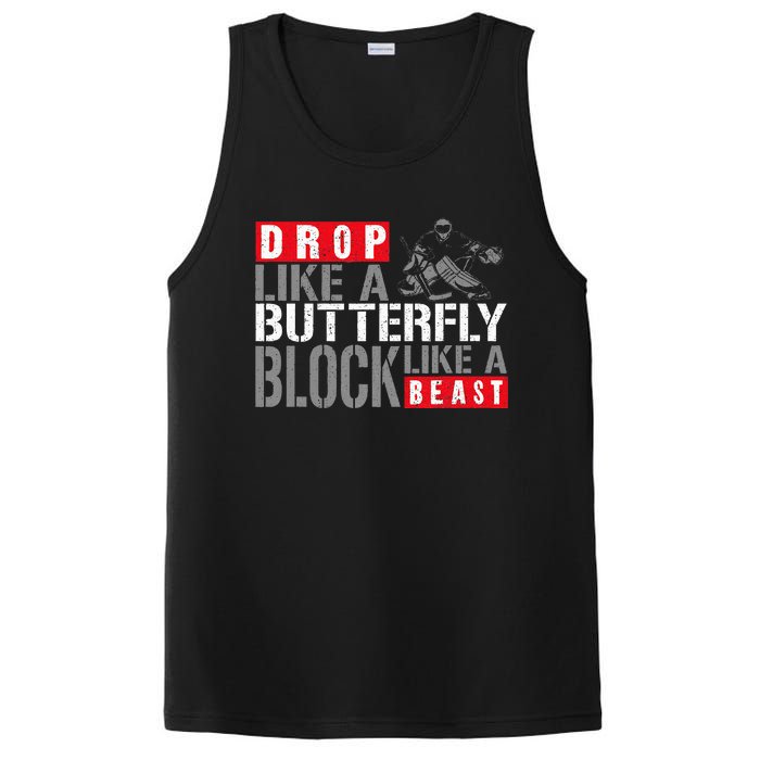 Ice Hockey Goalie Vintage Goalkeeper Drop Like A Butterfly PosiCharge Competitor Tank