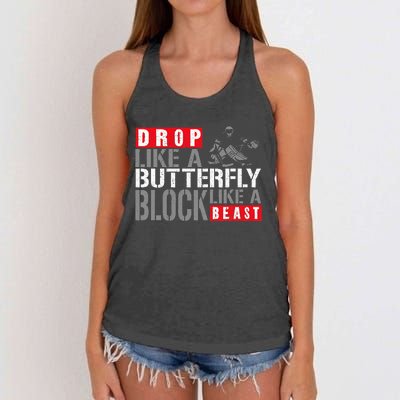 Ice Hockey Goalie Vintage Goalkeeper Drop Like A Butterfly Women's Knotted Racerback Tank