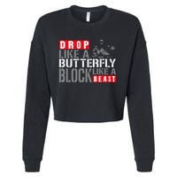 Ice Hockey Goalie Vintage Goalkeeper Drop Like A Butterfly Cropped Pullover Crew