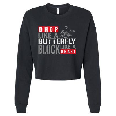 Ice Hockey Goalie Vintage Goalkeeper Drop Like A Butterfly Cropped Pullover Crew