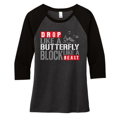 Ice Hockey Goalie Vintage Goalkeeper Drop Like A Butterfly Women's Tri-Blend 3/4-Sleeve Raglan Shirt