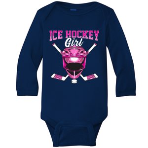 Ice Hockey Girl Player Goalie Mask Sticks Puck Baby Long Sleeve Bodysuit