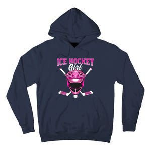 Ice Hockey Girl Player Goalie Mask Sticks Puck Tall Hoodie