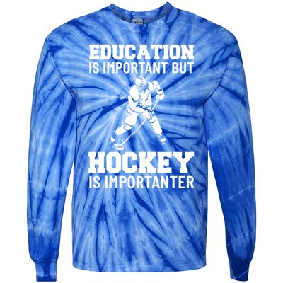 Ice Hockey Gift Tie-Dye Long Sleeve Shirt