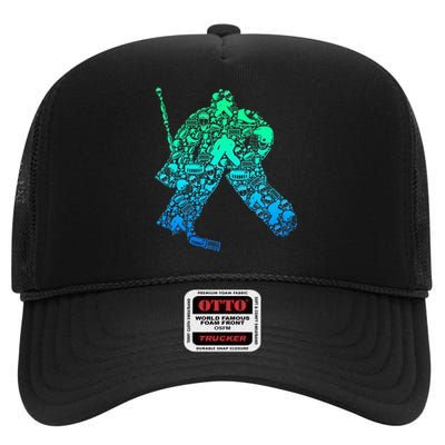 Ice Hockey Goalie Hockey Player High Crown Mesh Back Trucker Hat