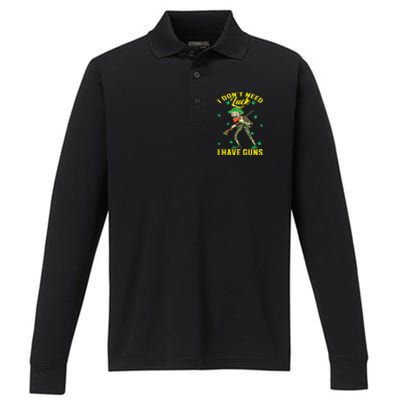 I Have Guns Happy St Hatrick's Day Hunting Gift Performance Long Sleeve Polo