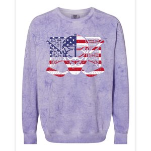 Ice Hockey Goalie American Flag USA Goalie mask 4th of July Colorblast Crewneck Sweatshirt