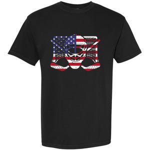 Ice Hockey Goalie American Flag USA Goalie mask 4th of July Garment-Dyed Heavyweight T-Shirt