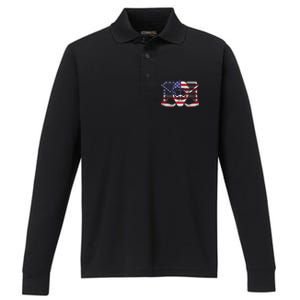 Ice Hockey Goalie American Flag USA Goalie mask 4th of July Performance Long Sleeve Polo