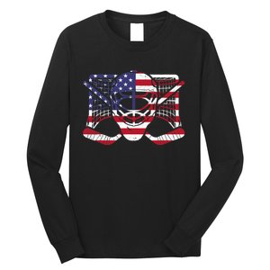 Ice Hockey Goalie American Flag USA Goalie mask 4th of July Long Sleeve Shirt