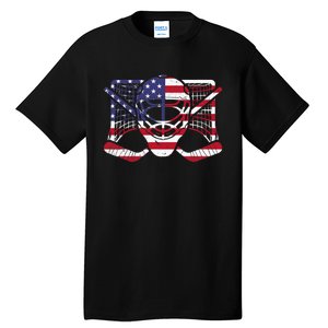 Ice Hockey Goalie American Flag USA Goalie mask 4th of July Tall T-Shirt