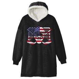 Ice Hockey Goalie American Flag USA Goalie mask 4th of July Hooded Wearable Blanket