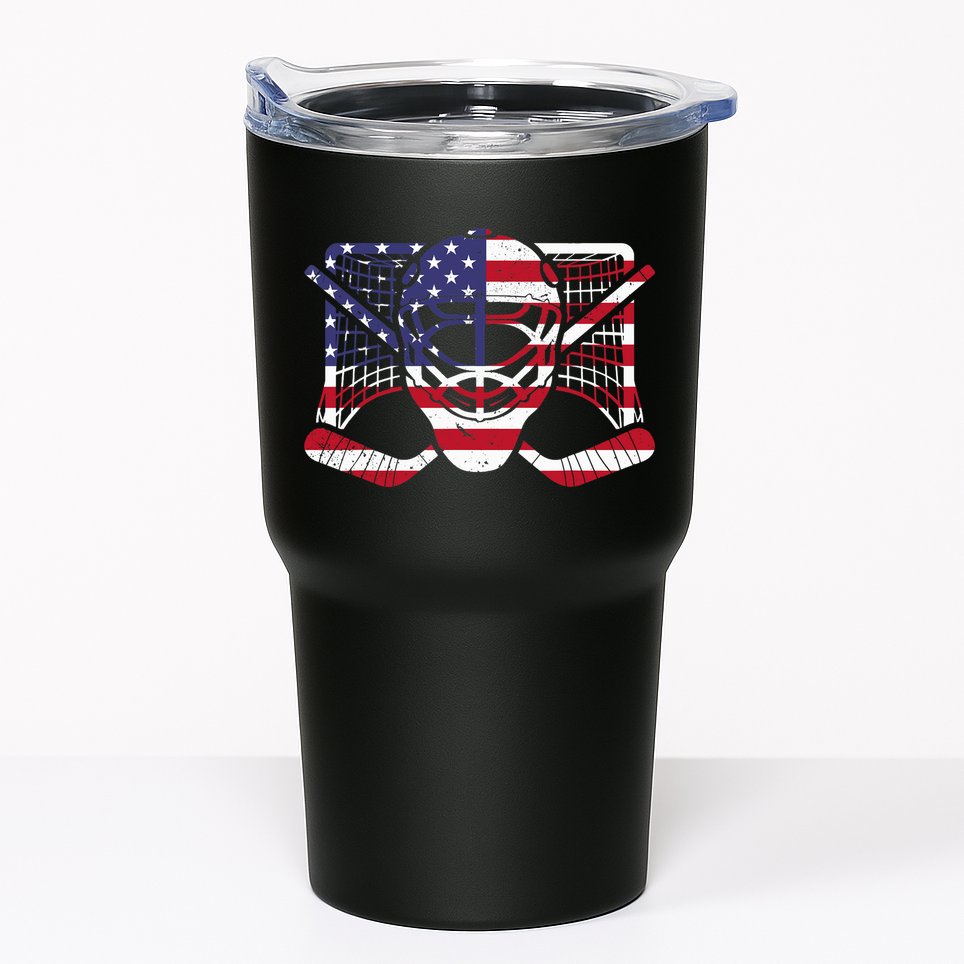 Ice Hockey Goalie American Flag USA Goalie mask 4th of July Tumbler