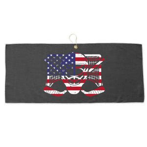 Ice Hockey Goalie American Flag USA Goalie mask 4th of July Large Microfiber Waffle Golf Towel