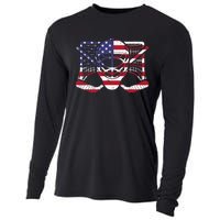 Ice Hockey Goalie American Flag USA Goalie mask 4th of July Cooling Performance Long Sleeve Crew