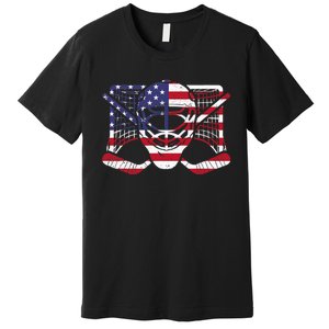 Ice Hockey Goalie American Flag USA Goalie mask 4th of July Premium T-Shirt